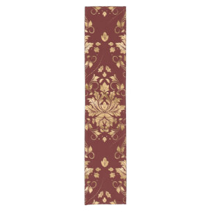 Oriental Vintag Damask Muster - Rot und Gold Kurzer Tischläufer