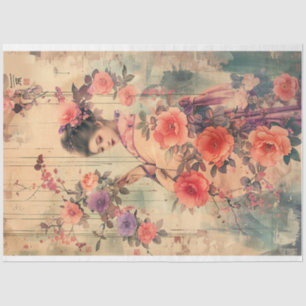 Oriental Vintag Geisha Wasserfarbe Seidenpapier