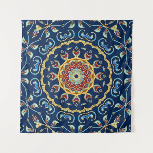 Oriental Watercolor Mandala Teppich Wandteppich (Vorderseite)