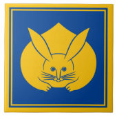 Oriental Yellow Blue Japan Rabbit Mon Art Fliese (Vorderseite)