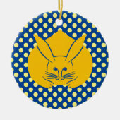 Oriental Yellow Blue Japan Rabbit Mon Vector Art Keramik Ornament (Vorne)