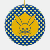 Oriental Yellow Blue Japan Rabbit Mon Vector Art Keramik Ornament (Hinten)