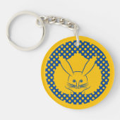 Oriental Yellow Blue Japan Rabbit Mon Vector Art Schlüsselanhänger (Vorderseite)