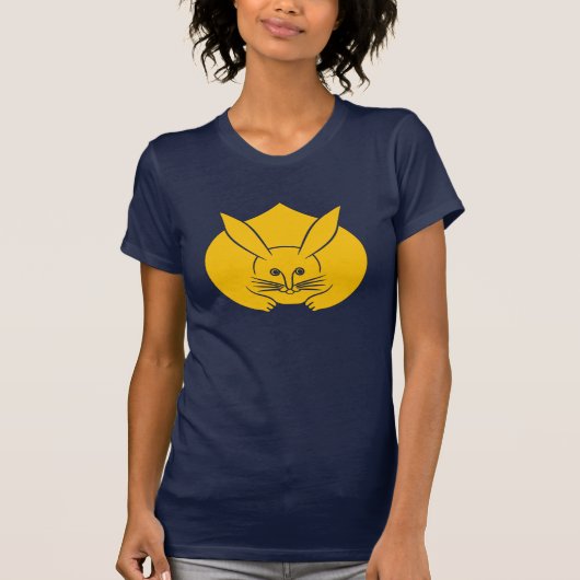 Oriental Yellow Blue Japan Rabbit Mon Vector Art T-Shirt (Vorderseite)