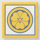 Oriental Yellow Blue Sakai Japan Mon Vector Art Steinuntersetzer (Vorderseite)