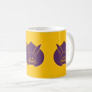 Oriental Yellow Lila Japan Rabbit Mon Vector Art Kaffeetasse