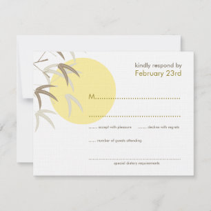 Oriental Yellow Sunrise Bamboo Zen RSVP Karte