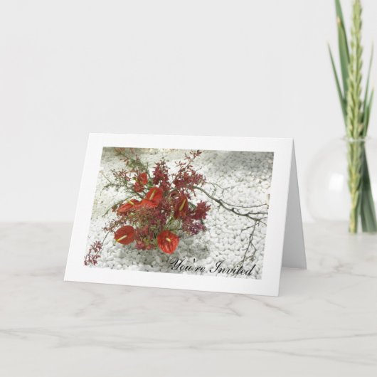 Oriental Zen Red Anthuriums Bouquet All-Occasion Einladung (Vorderseite)