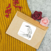 Oriental Zwarf Kingfisher in Pen Zeichnend Quadratischer Aufkleber