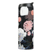 Orientale blühende Blume Schwanenmuster Thermosbecher (Nach links gedreht)