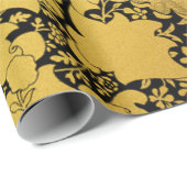 Orientale Blume Golden Floral Geschenkpapier (Rolleneckpunkt)