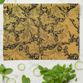 Orientale Blume Golden Floral Geschirrtuch (Gefaltet)