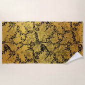 Orientale Blume Golden Floral Strandtuch (Vorderseite)