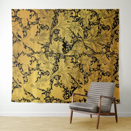 Orientale Blume Golden Floral Wandteppich (Beispiel (Horizontal))