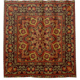 Orientale Blumendekoration mit Rahmen. Muster mit Duschvorhang