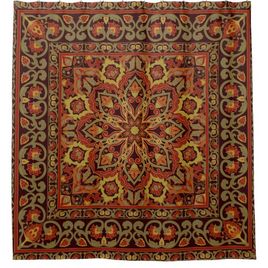 Orientale Blumendekoration mit Rahmen. Muster mit Duschvorhang (Vorderseite)
