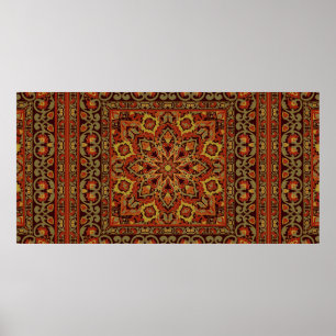 Orientale Blumendekoration mit Rahmen. Muster mit Poster