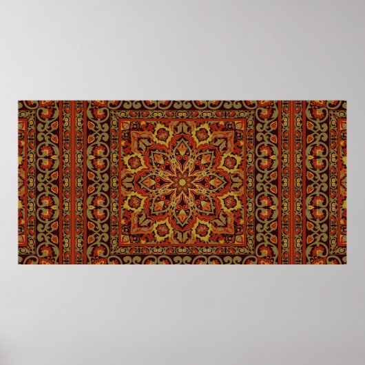 Orientale Blumendekoration mit Rahmen. Muster mit Poster (Vorne)