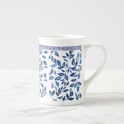 Orientale China Sky Blue Leaf Weiße Tasse (Rechts)