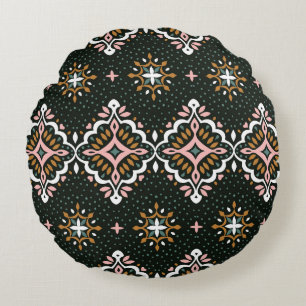 Orientale Damask: Talavera Vintage Eleganz Rundes Kissen