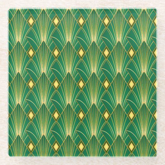 Orientale Eleganz: Art Deco Wallpaper Glasuntersetzer (Vorderseite)
