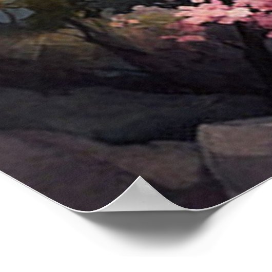 Orientale Kirschblüten Wasserfarben Malerei Poster (Ecke)