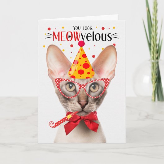 Orientale Kurzhaarkatze MEOWvelous Birthday Karte (Vorderseite)