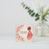 Orientale Schönheit Geisha Salon Aquarellbahn Kuns Quadratische Visitenkarte (Stehend Vorderseite)