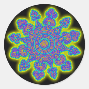 Orientale Snowflake Blume I + Ihr Backg. Ideen Runder Aufkleber