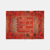 Orientale Teppichgestaltung in lebhaften Orangen Fleecedecke (Vorderseite (Horizontal))