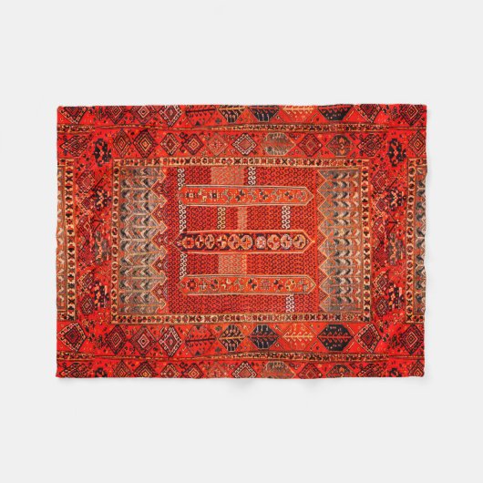 Orientale Teppichgestaltung in lebhaften Orangen Fleecedecke (Vorderseite (Horizontal))