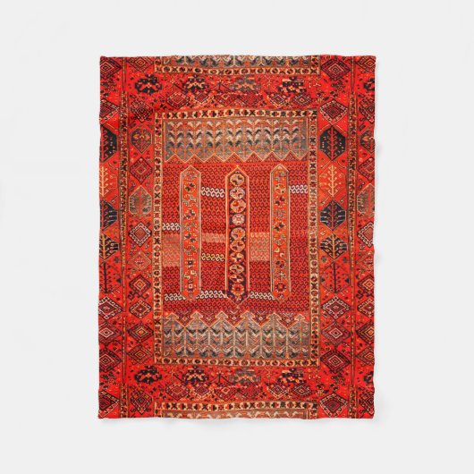 Orientale Teppichgestaltung in lebhaften Orangen Fleecedecke (Vorderseite)