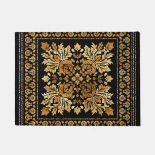 Orientale Vintage Damaskus-Ornament - Schwarz und  Fußmatte