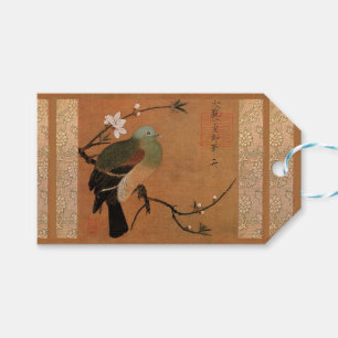 Orientale Vintage Kunstvogel und Kirschblüte Geschenkanhänger