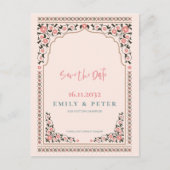 Orientale Vintage Rahmen Hochzeit Ankündigungspostkarte (Vorderseite)