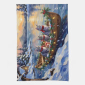 Orientaler Blaukatzen-Weihnachtsboot-Urlaub Geschirrtuch (Vertikal)