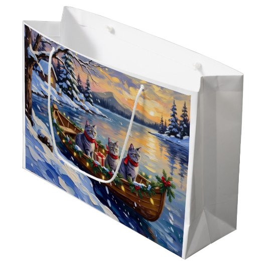 Orientaler Blaukatzen-Weihnachtsboot-Urlaub Große Geschenktüte (Vorderseite Schrägansicht)