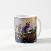 Orientaler Blaukatzen-Weihnachtsboot-Urlaub Kaffeetasse (VorderseiteRechts)
