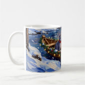 Orientaler Blaukatzen-Weihnachtsboot-Urlaub Kaffeetasse (Links)