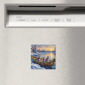 Orientaler Blaukatzen-Weihnachtsboot-Urlaub Magnet (In Situ (Geschirrspüler))