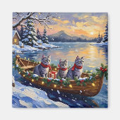 Orientaler Blaukatzen-Weihnachtsboot-Urlaub Magnet (Vorne)