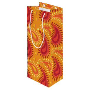 Orientaler Orange Persian Paisley Muster Geschenktüte Für Weinflaschen