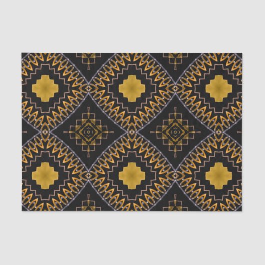 Orientales Bohemisch marokkanisches Schwarz-Gold-M Seidenpapier (Vorderseite)