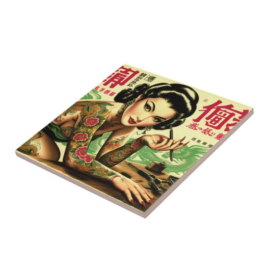 Orientales Retro-Button Fliese (Seite)