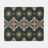 Orientales Vintages Damastmuster. Talavera Töpfere Fleecedecke (Vorderseite (Horizontal))