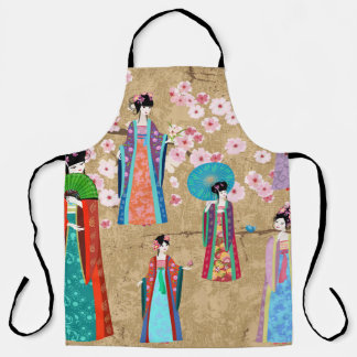 Orientalin in Retro costumejapanese, chinesisch, a Schürze