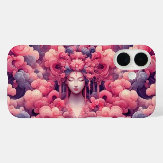 Orientalisch abstrakte Geisha rosa Wolken Case-Mate iPhone Hülle (Rückseite (Horizontal))