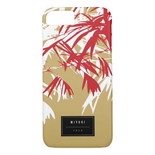 Orientalisch-asiatische Red-Bamboo-Blätter Zen Cas Case-Mate iPhone Hülle (Rückseite)