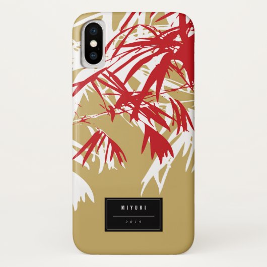 Orientalisch-asiatische Red-Bamboo-Blätter Zen Cas Case-Mate iPhone Hülle (Rückseite)