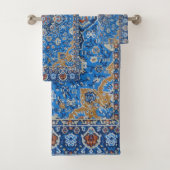 Orientalisch Blau Türkischer Persischer Teppichsch Badhandtuch Set (Insitu)